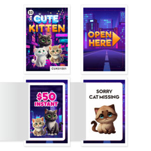 Cat Lucky Card Factory Custom Printing 1 Chance Open Game Cards Free Design Pull Tab Tickets